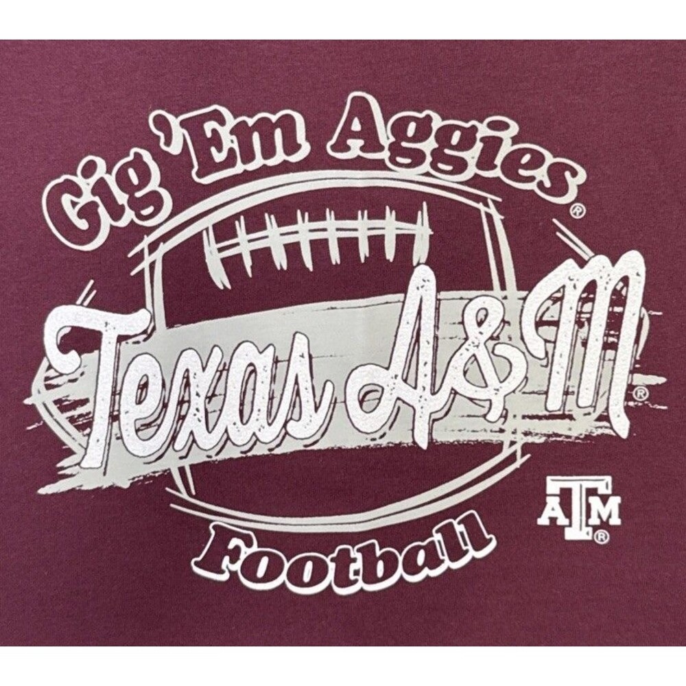 Texas A&M University Girls Large 14 Gig Em Aggies Tshirt Football Team Tee NWT - Picture 8 of 8